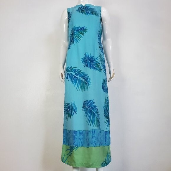 Vintage 90's Carol Anderson Palm Leaf Maxi Dress - Picture 1 of 6